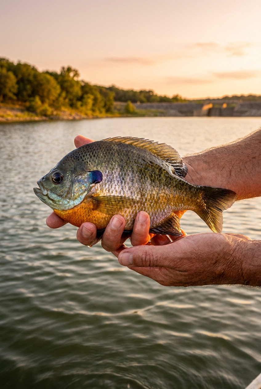 Bluegill fishing on Hords Creek Lake, Texas