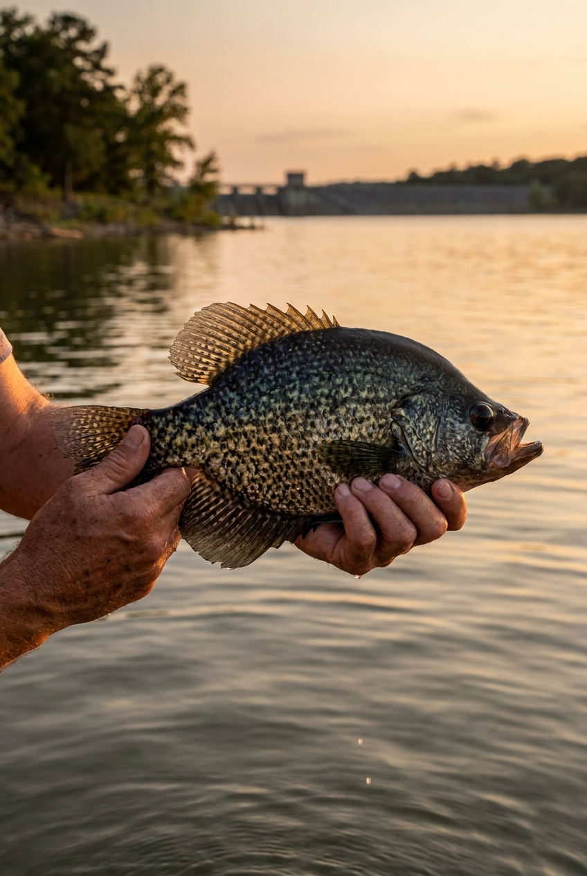 Crappie fishing on Hords Creek Lake, Texas