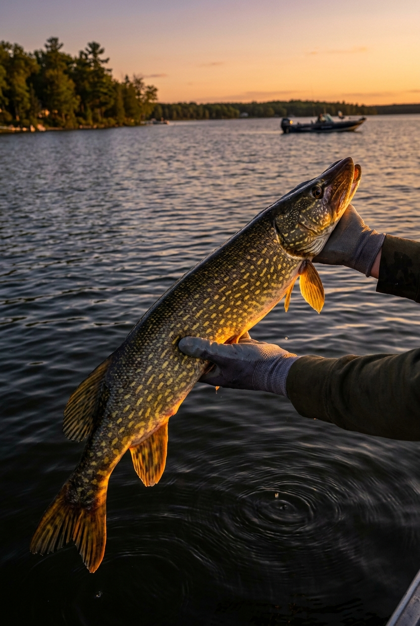 Northern Pike fishing on Hubbard Lake, Michigan