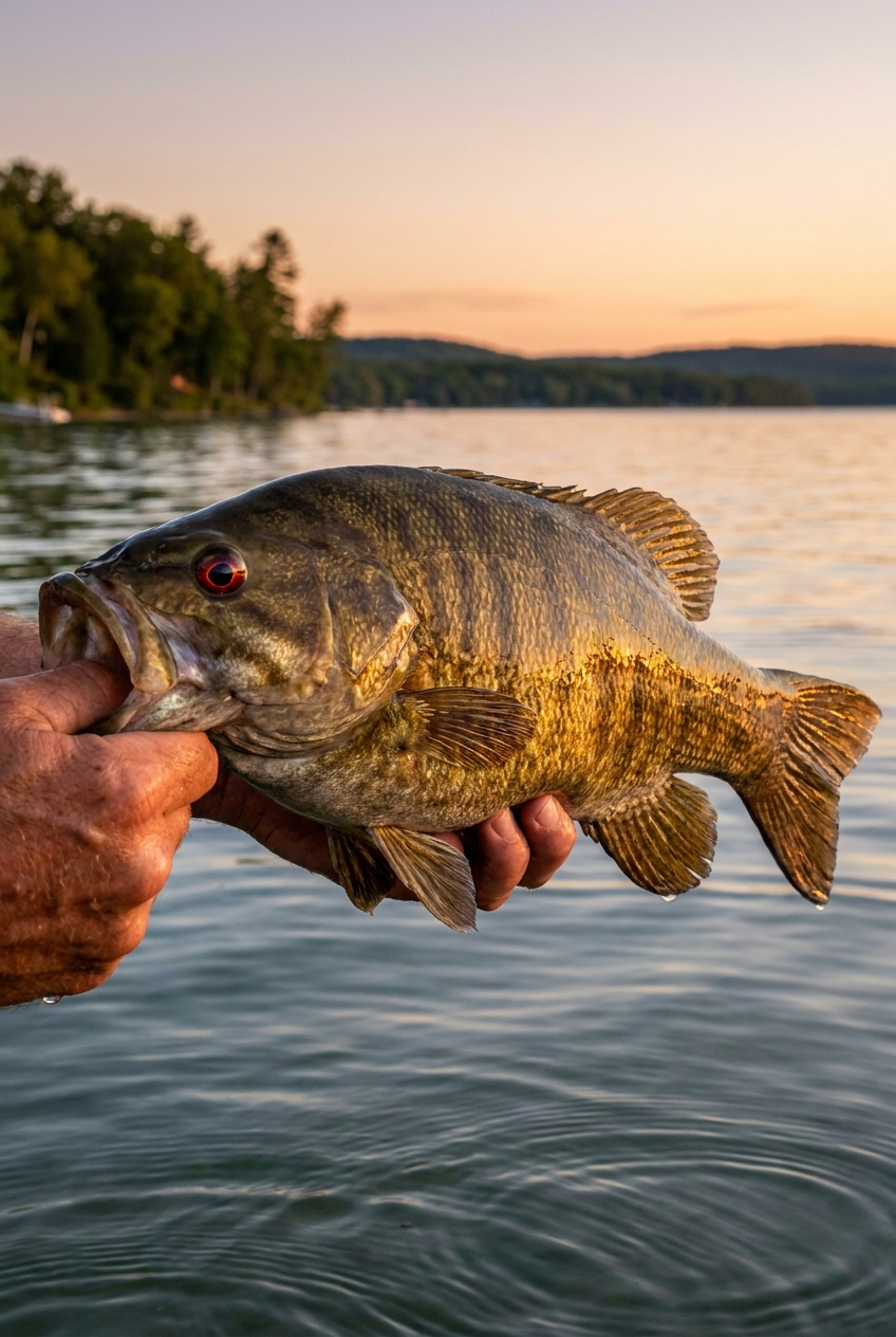 Smallmouth Bass fishing on Hubbard Lake, Michigan