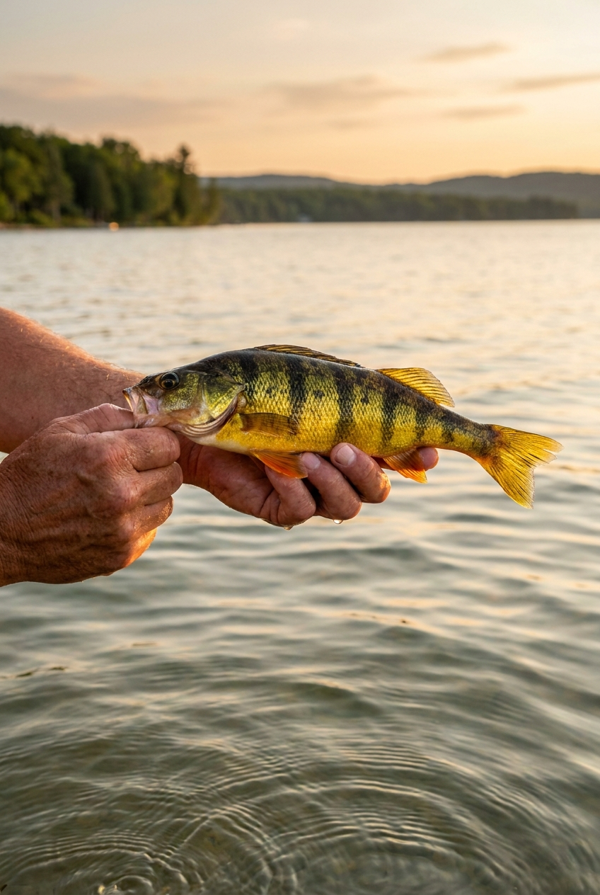 Yellow Perch fishing on Hubbard Lake, Michigan