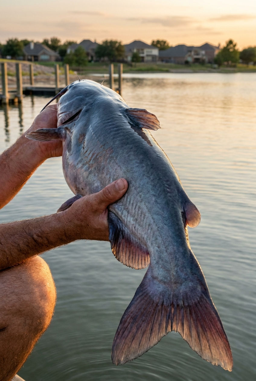 Blue Catfish fishing on Joe Pool Lake, Texas