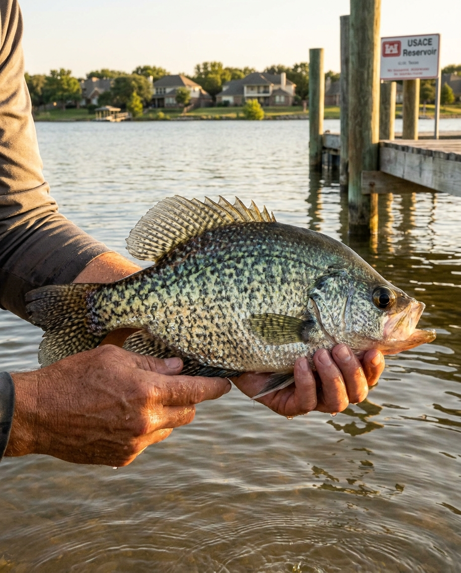 Crappie fishing on Joe Pool Lake, Texas
