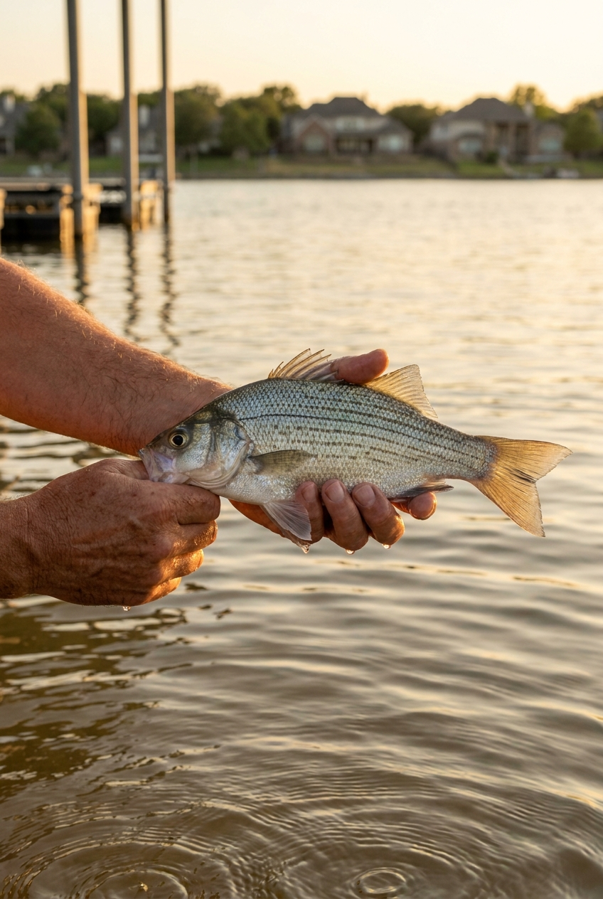 White Bass fishing on Joe Pool Lake, Texas
