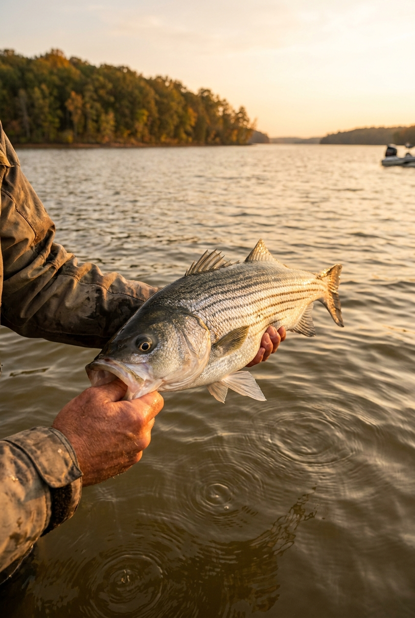 Striped Bass fishing on Kerr Lake, Virginia
