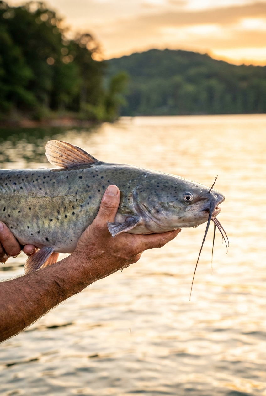 Channel Catfish fishing on Lake Allatoona, Georgia