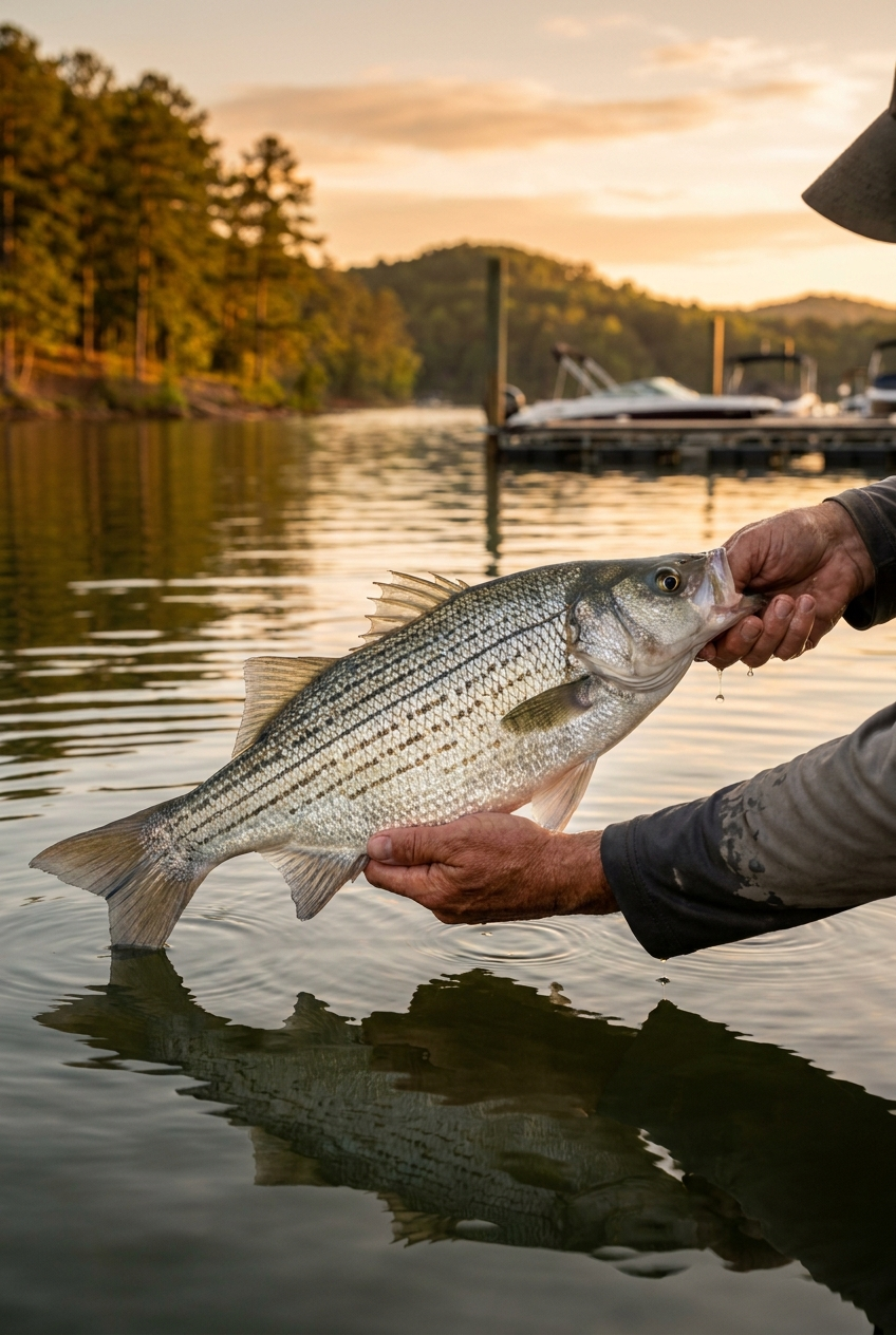 Hybrid Striped Bass fishing on Lake Allatoona, Georgia