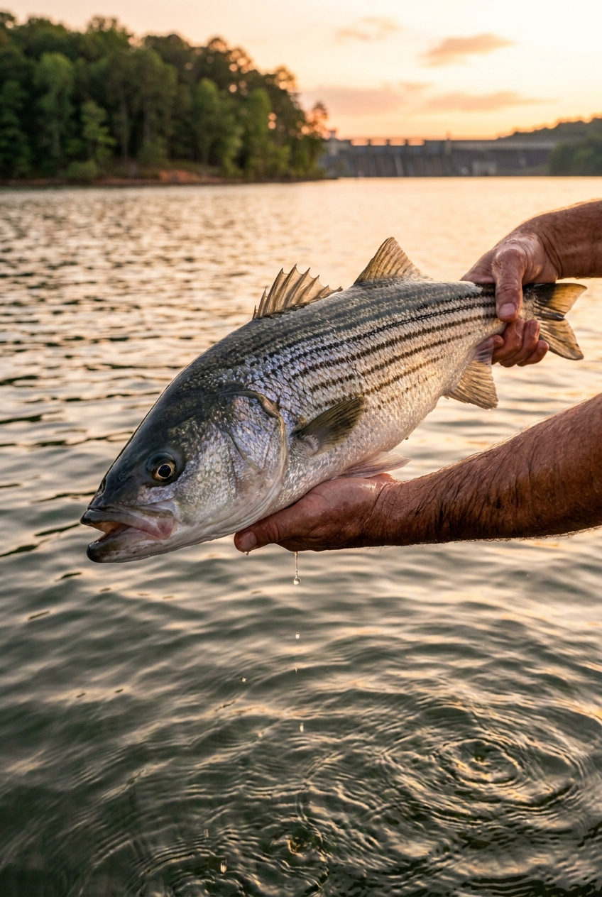 Striped Bass fishing on Lake Allatoona, Georgia