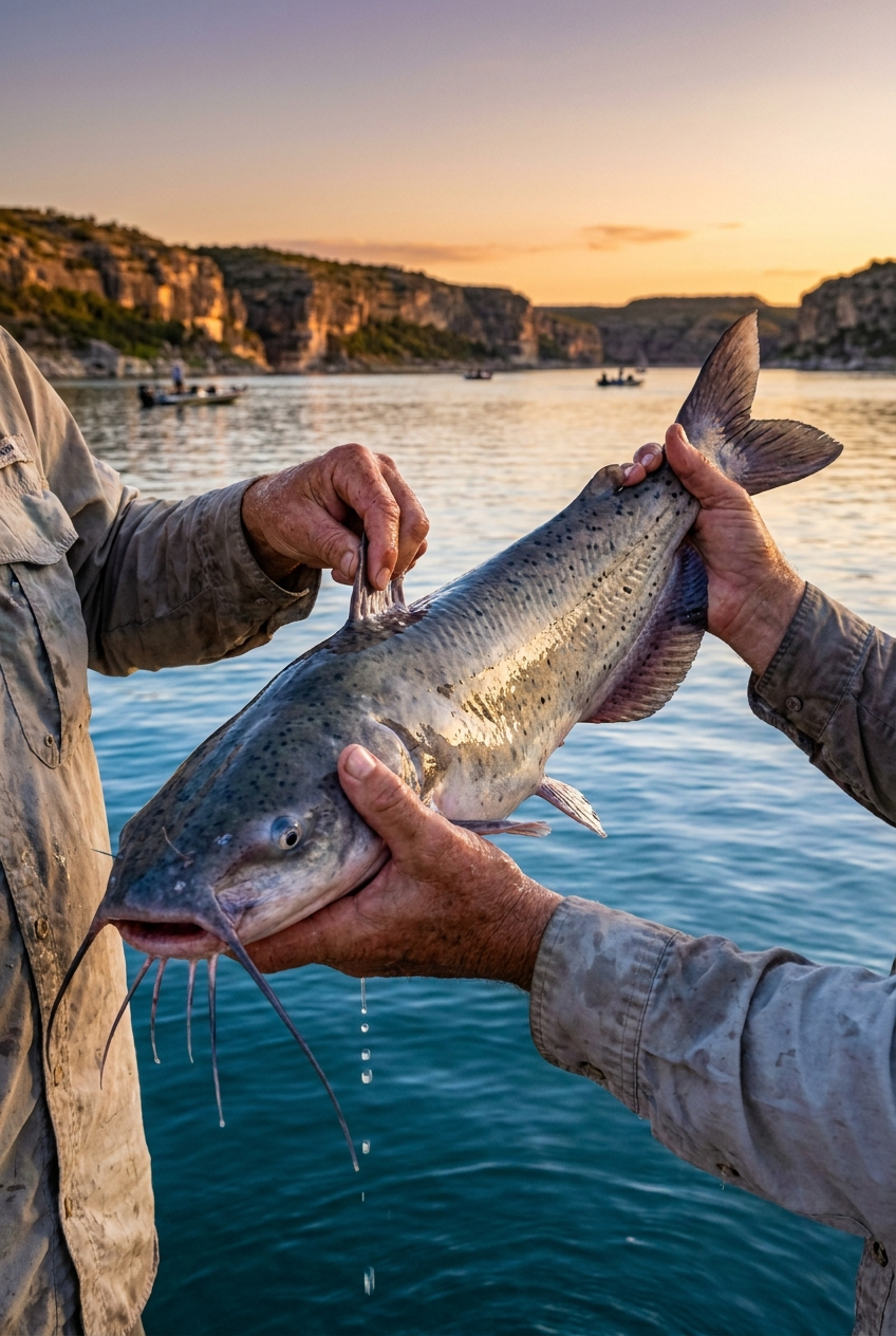 Channel Catfish fishing on Lake Amistad, Texas