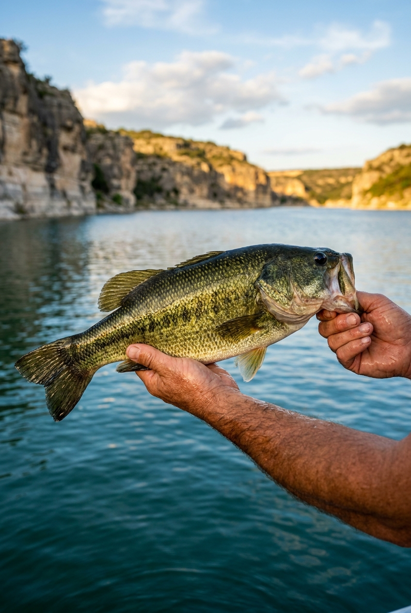 Largemouth Bass fishing on Lake Amistad, Texas