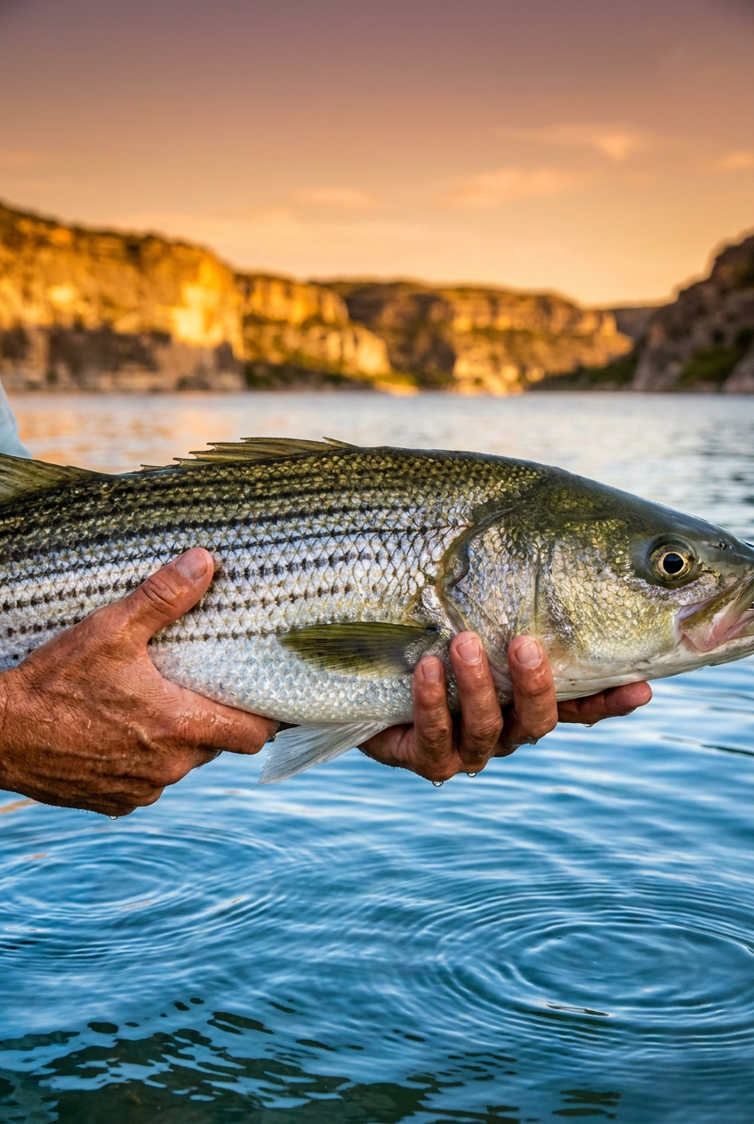 Striped Bass fishing on Lake Amistad, Texas