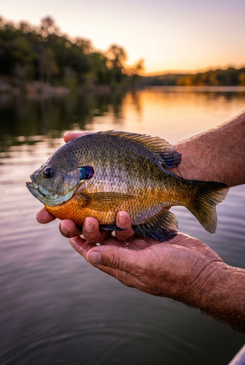 Bluegill fishing on Lake Bastrop, Texas