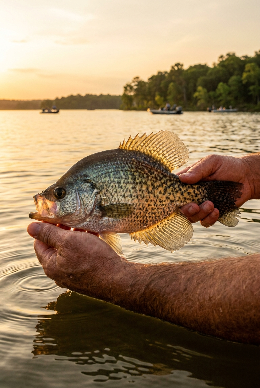 Crappie fishing on Lake Bastrop, Texas
