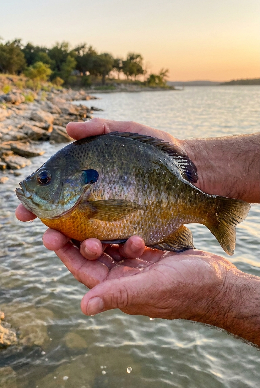 Bluegill fishing on Lake Bridgeport, Texas