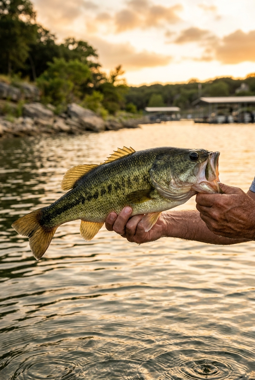 Largemouth Bass fishing on Lake Bridgeport, Texas
