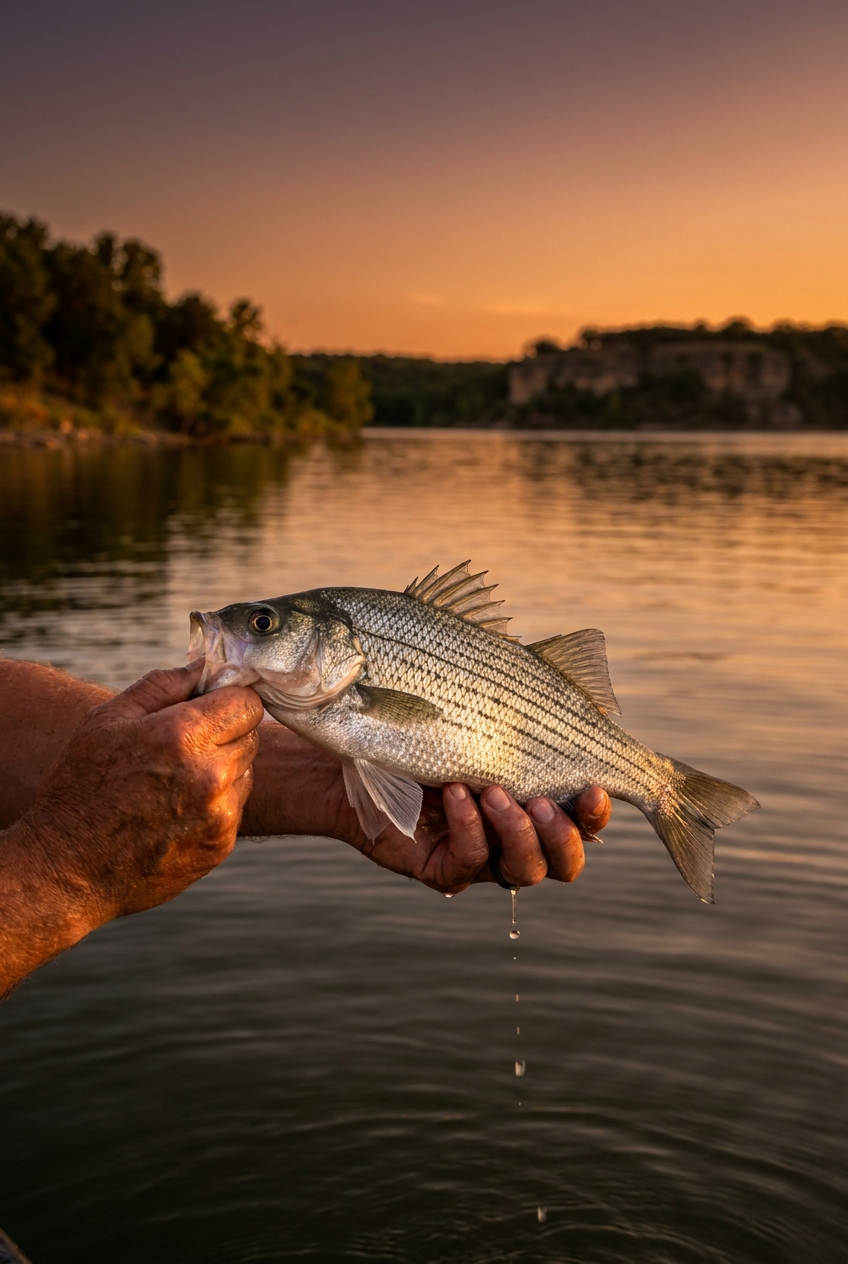 White Bass fishing on Lake Bridgeport, Texas