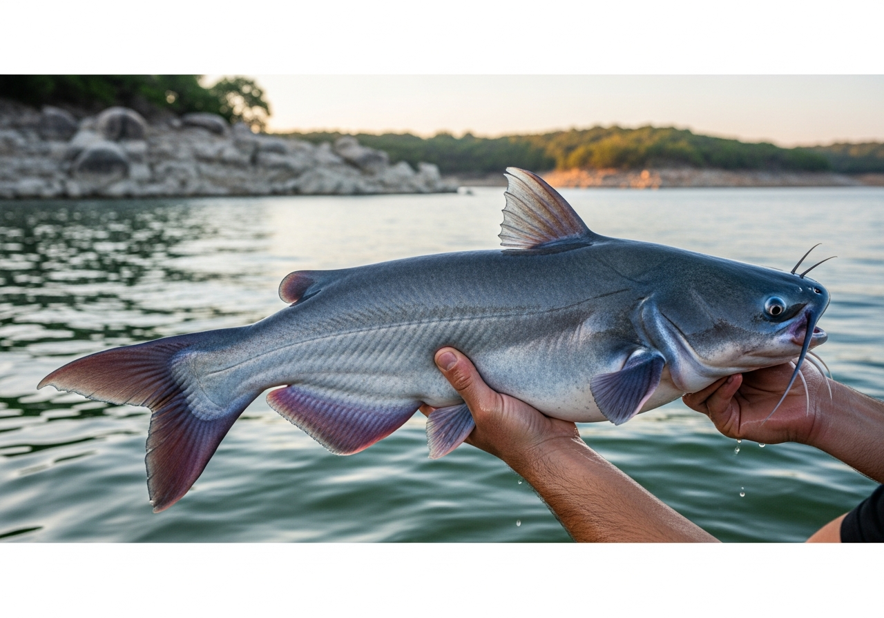 Blue Catfish fishing on Lake Buchanan, Texas