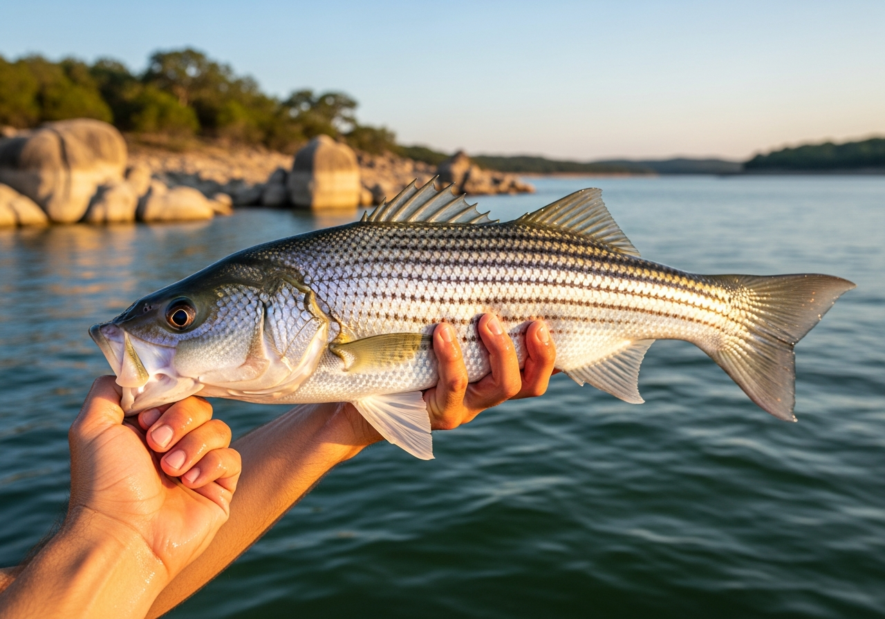 Striped Bass fishing on Lake Buchanan, Texas
