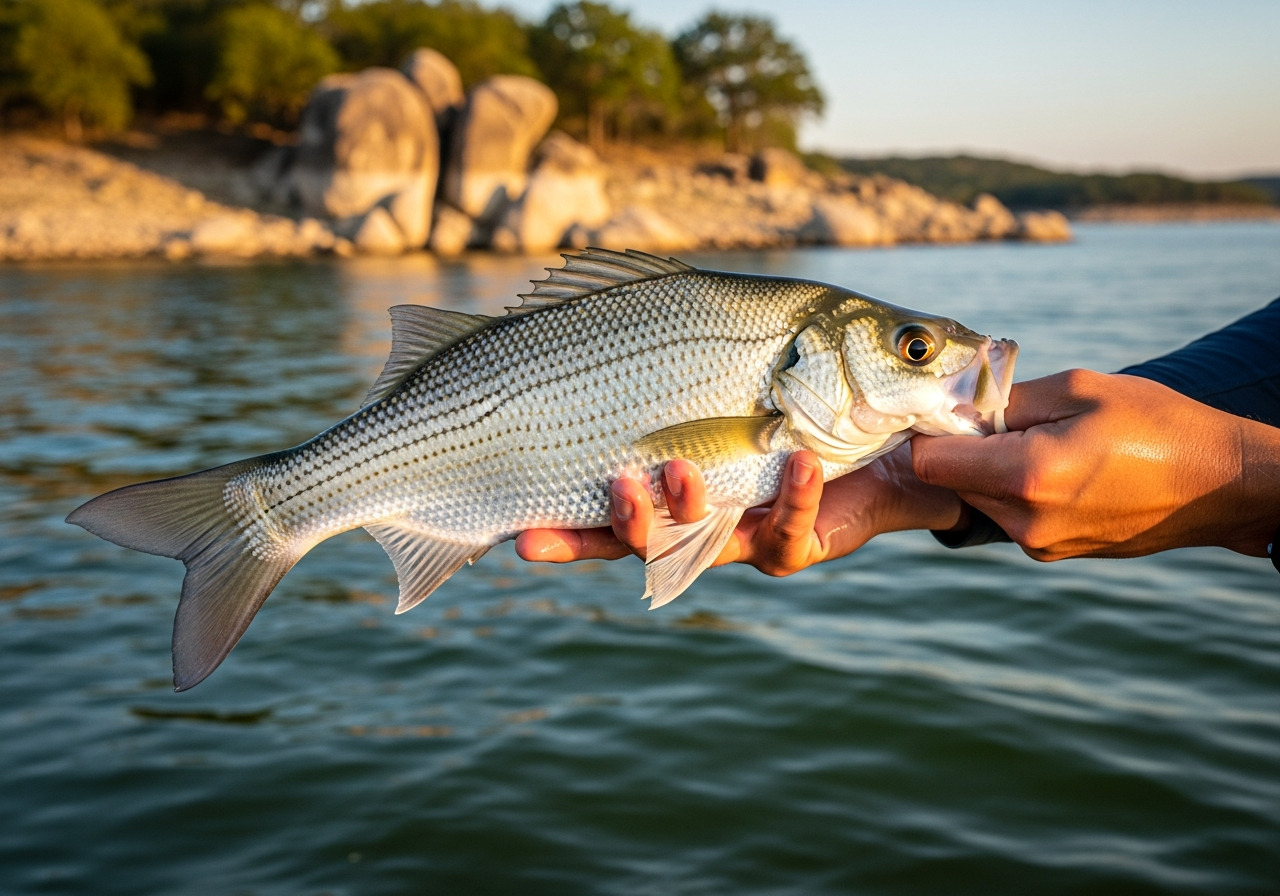White Bass fishing on Lake Buchanan, Texas