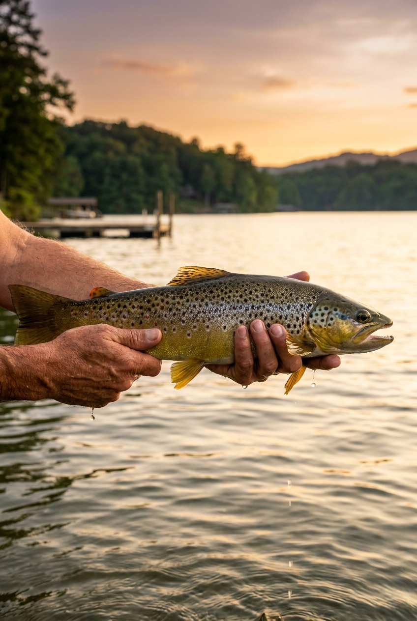 Brown Trout fishing on Lake Burton, Georgia