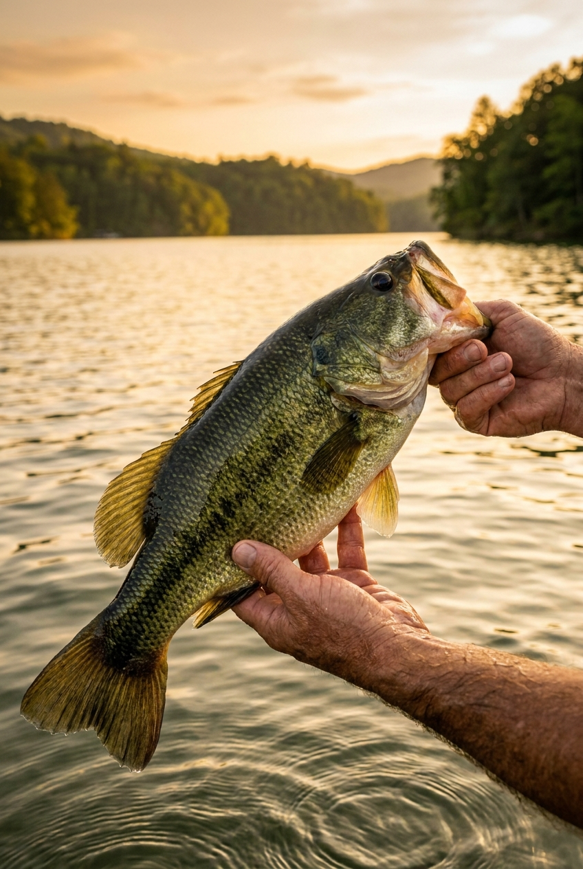 Largemouth Bass fishing on Lake Burton, Georgia