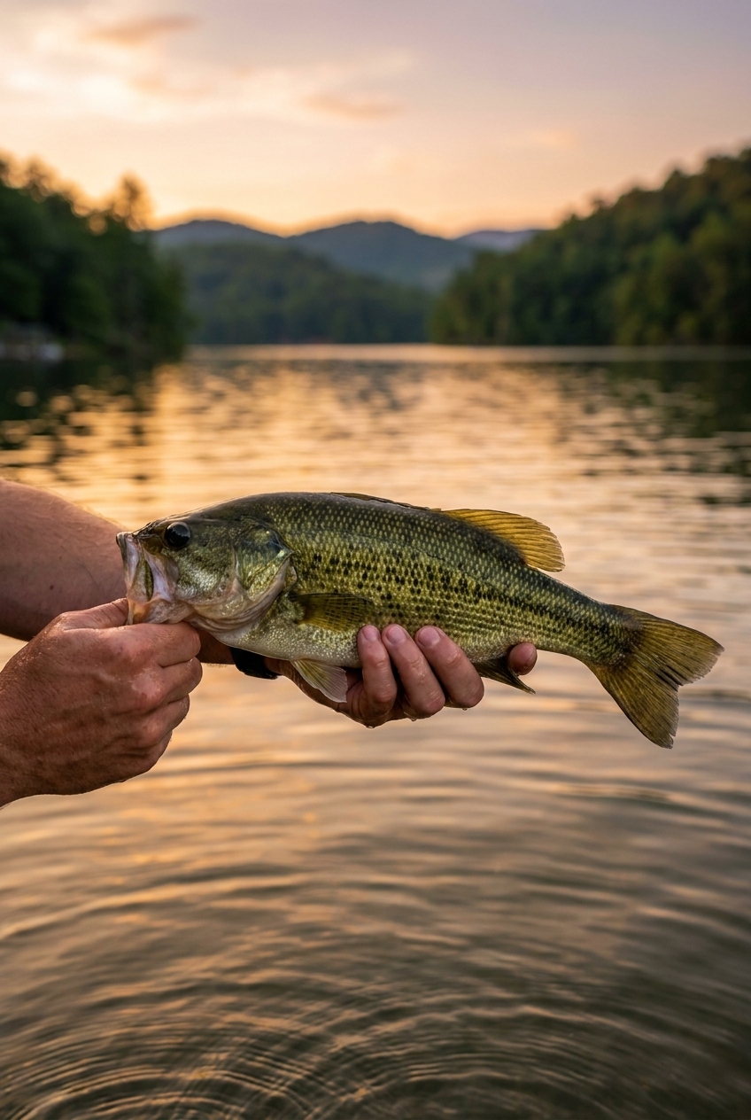 Spotted Bass fishing on Lake Burton, Georgia