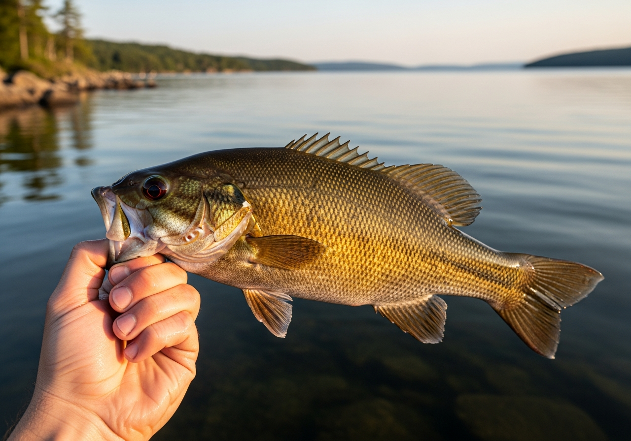 Smallmouth Bass fishing on Lake Champlain, Vermont