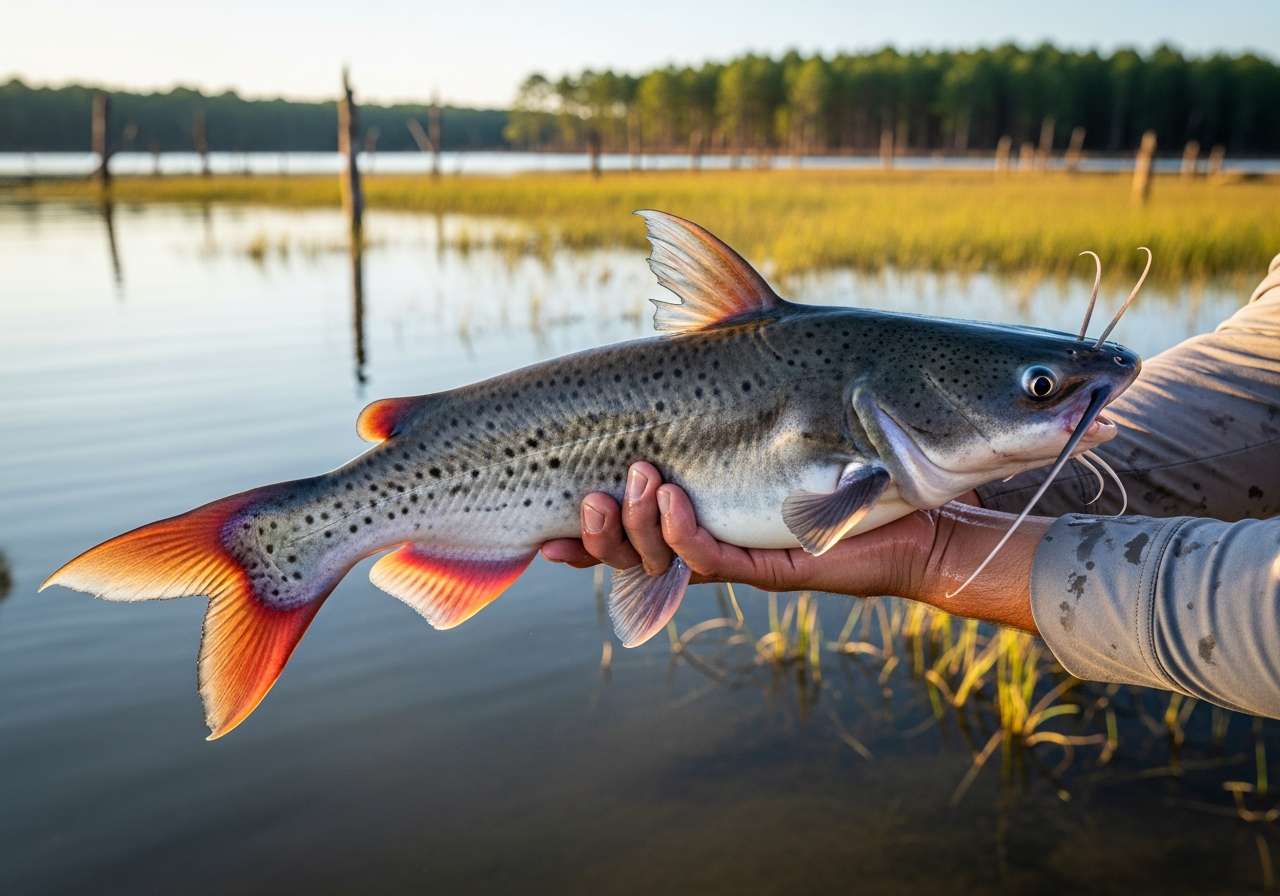 Channel Catfish fishing on Lake Conroe, Texas