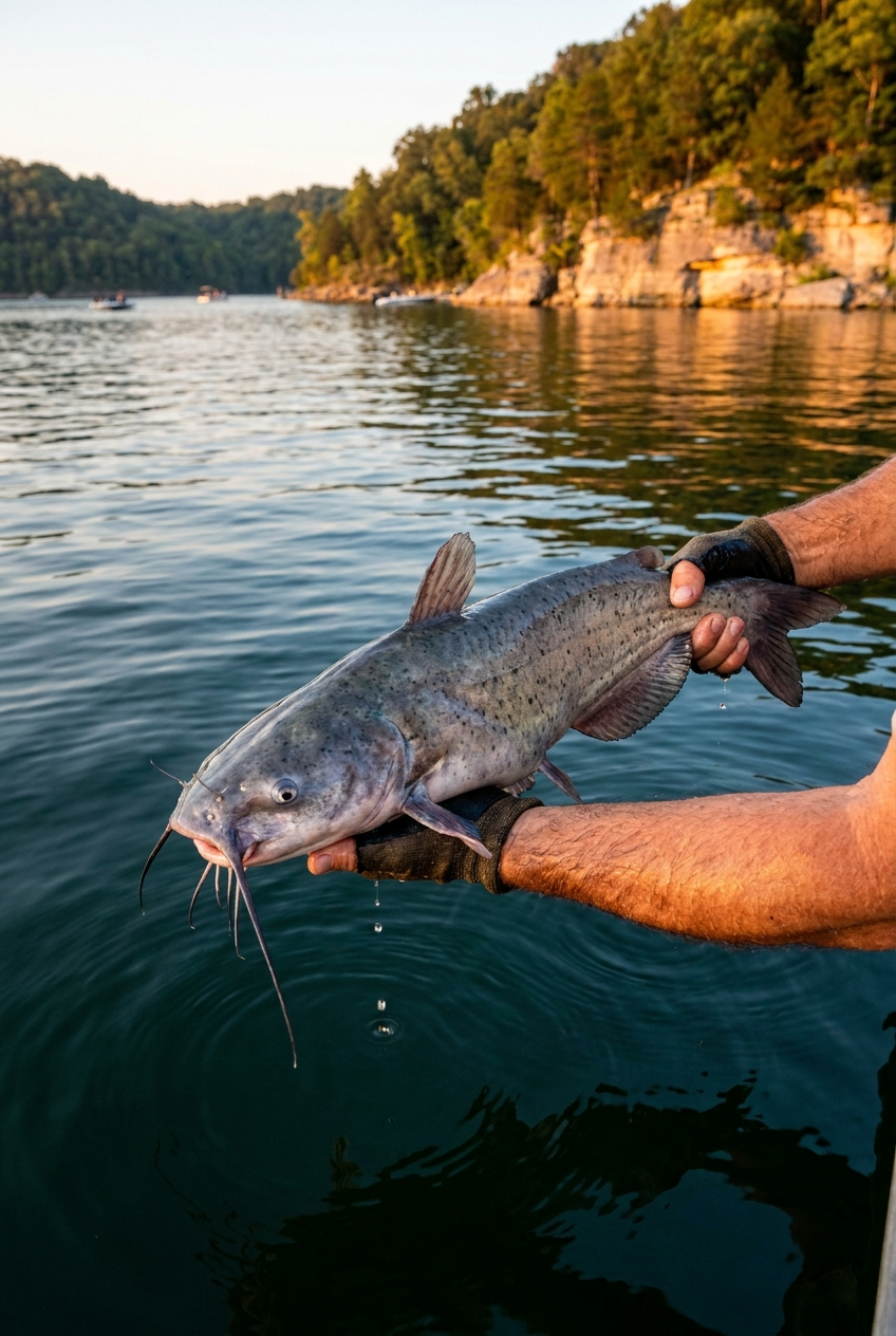 Channel Catfish fishing on Lake Cumberland, Kentucky