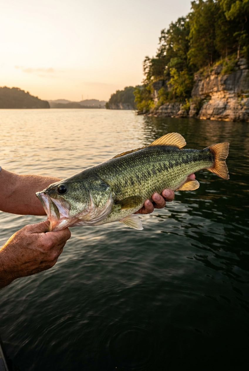 Largemouth Bass fishing on Lake Cumberland, Kentucky