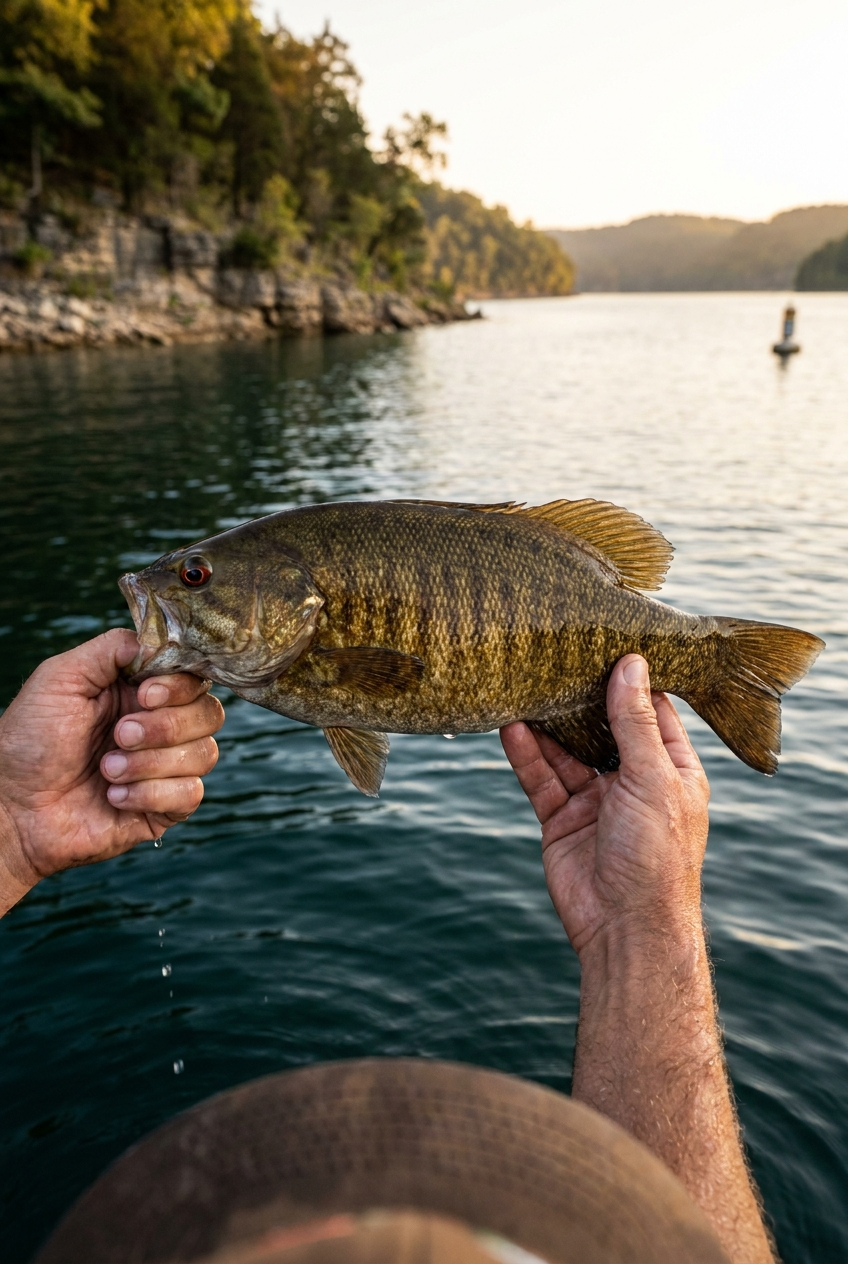 Smallmouth Bass fishing on Lake Cumberland, Kentucky