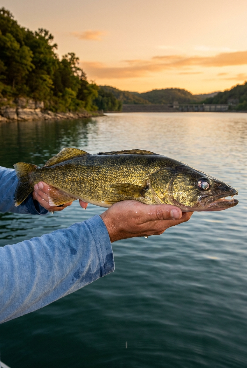 Walleye fishing on Lake Cumberland, Kentucky