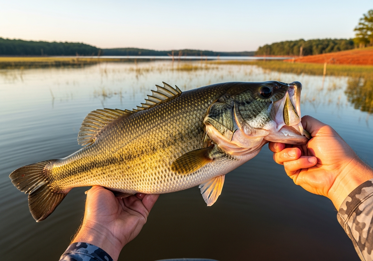 Largemouth Bass fishing on Lake Eufaula, Alabama