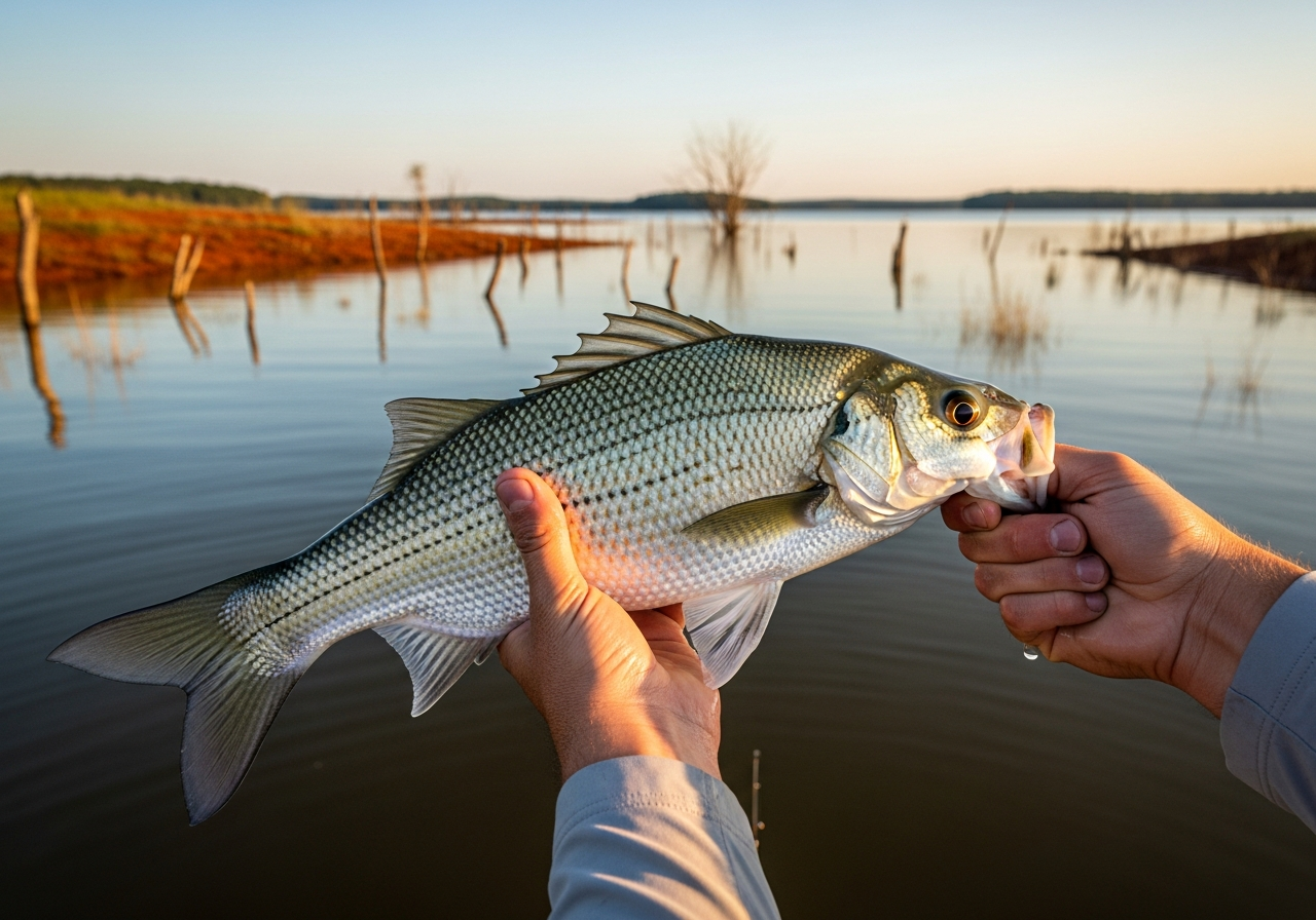 White Bass fishing on Lake Eufaula, Alabama