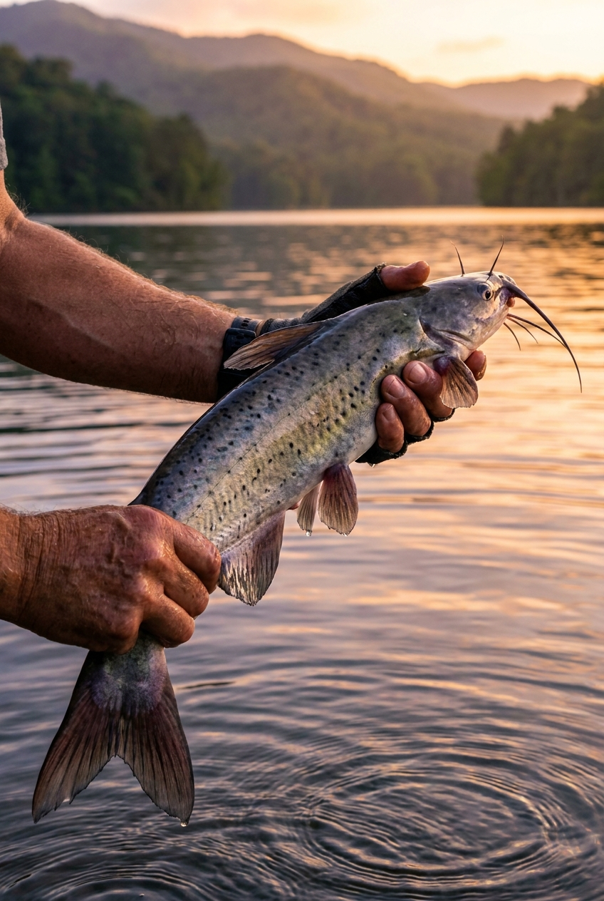 Channel Catfish fishing on Lake Fontana, North Carolina