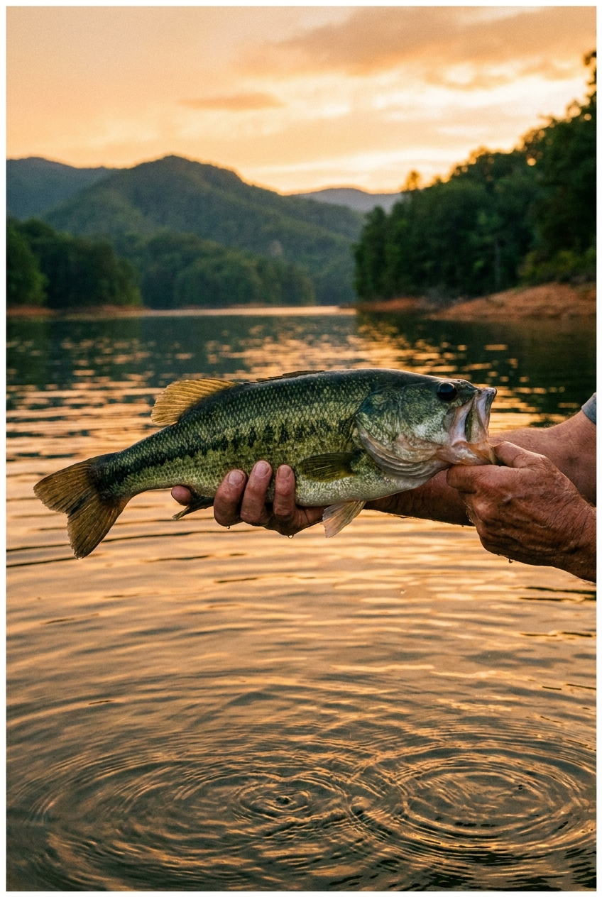 Largemouth Bass fishing on Lake Fontana, North Carolina