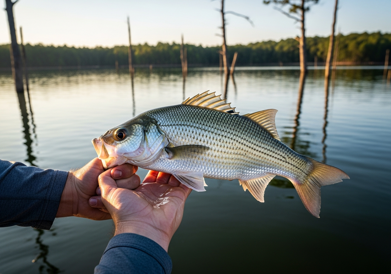 White Bass fishing on Lake Fork, Texas