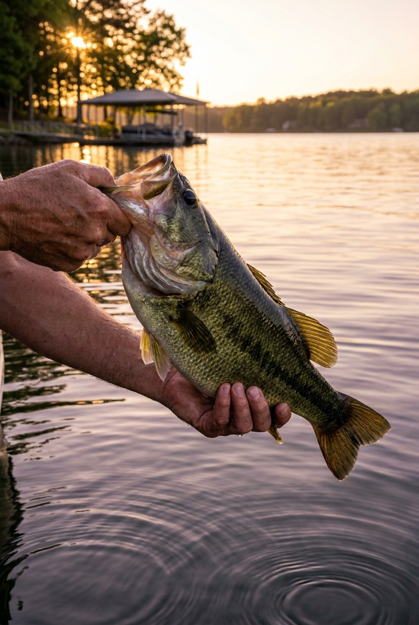 Largemouth Bass fishing on Lake Gaston, Virginia