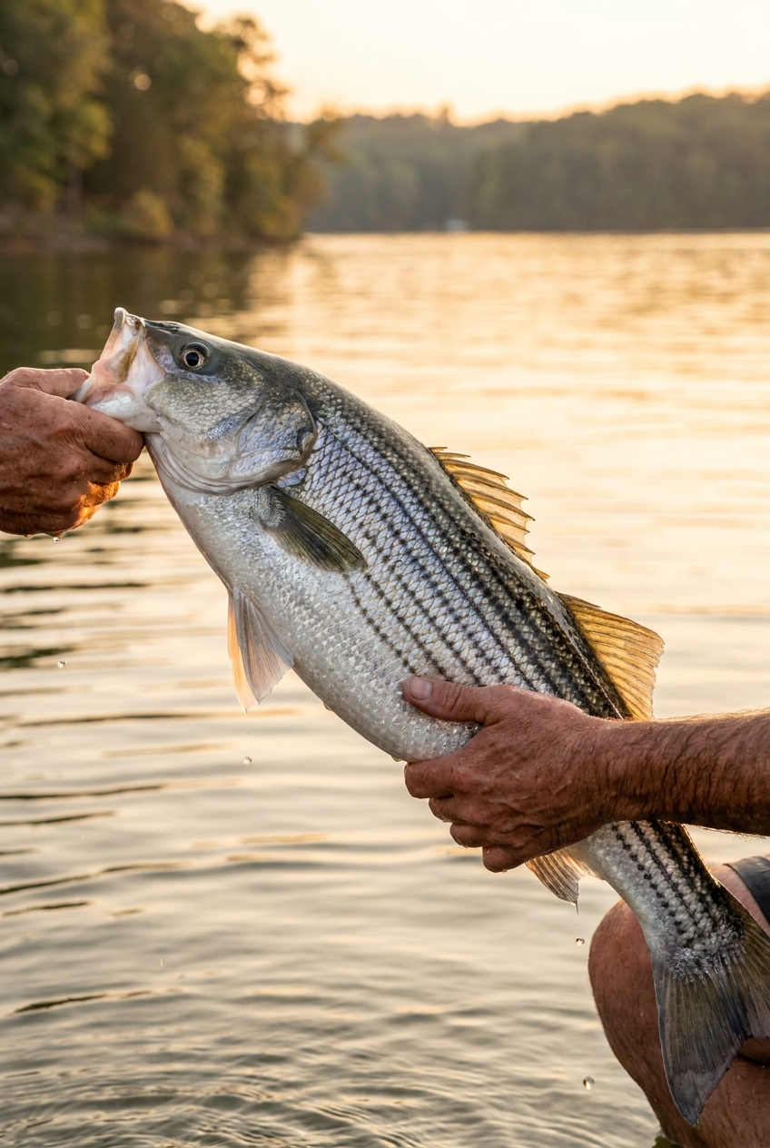 Striped Bass fishing on Lake Gaston, Virginia