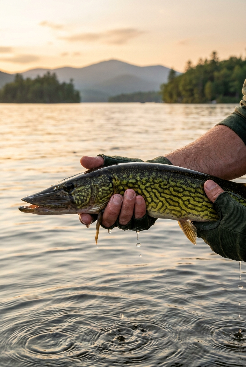 Chain Pickerel fishing on Lake George, New York