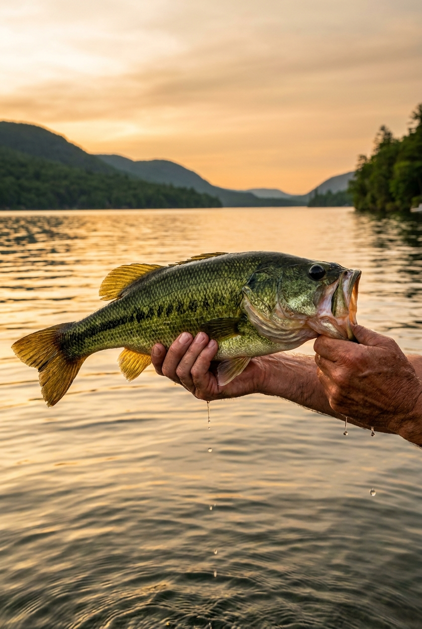 Largemouth Bass fishing on Lake George, New York