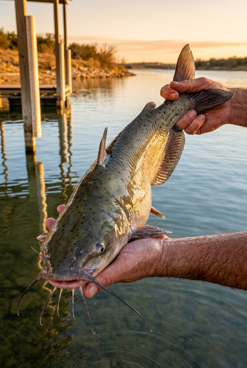 Channel Catfish fishing on Lake Granbury, Texas