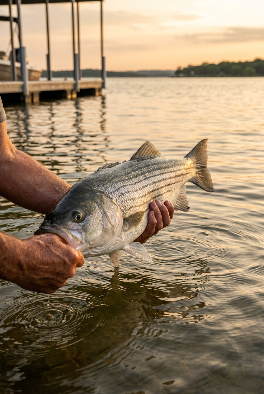 Striped Bass fishing on Lake Granbury, Texas
