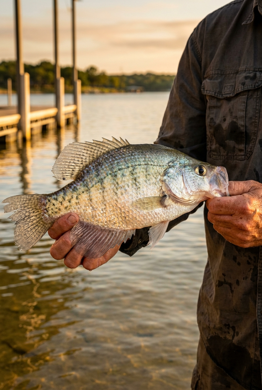 White Crappie fishing on Lake Granbury, Texas