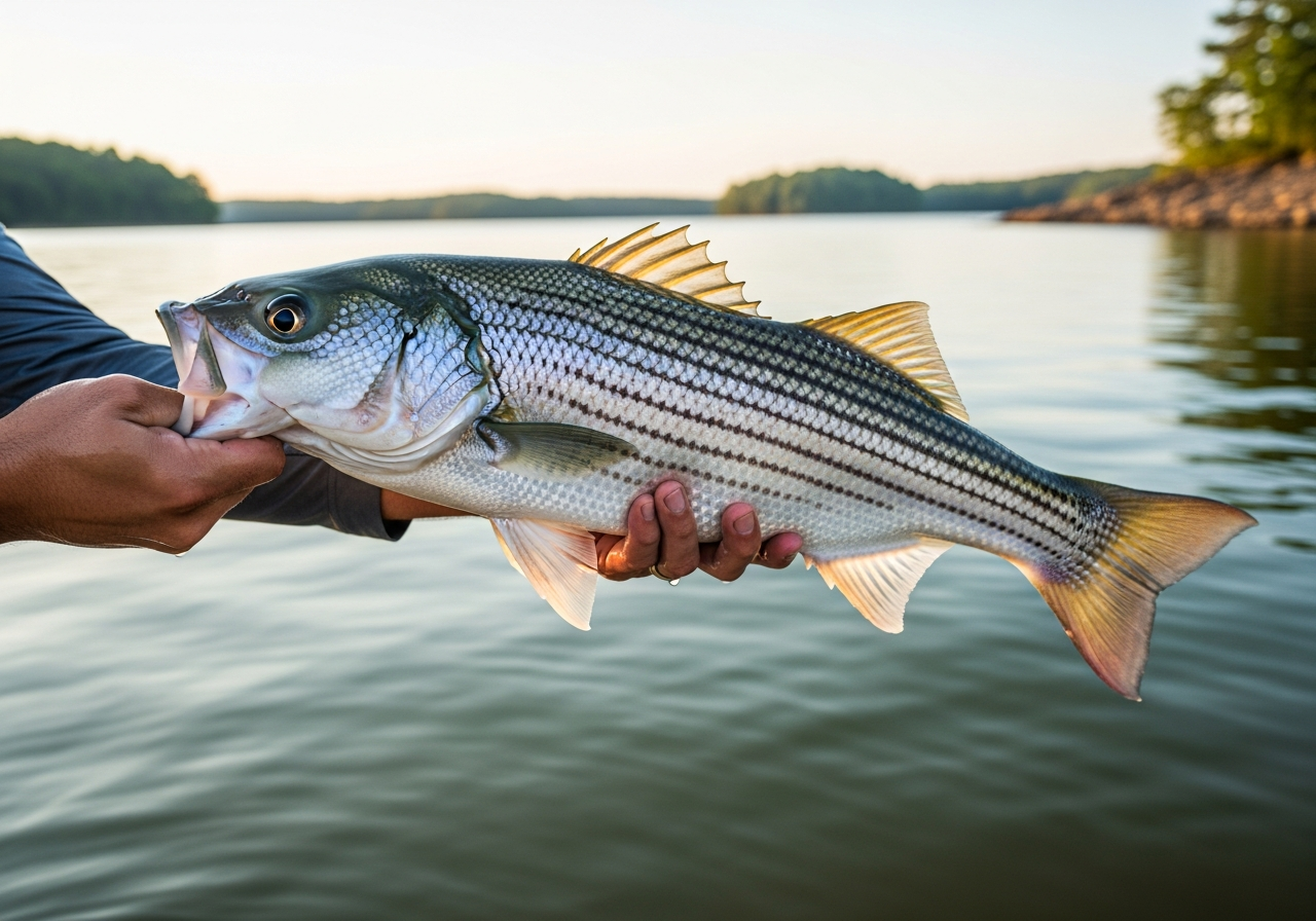 Striped Bass fishing on Lake Hartwell, South Carolina