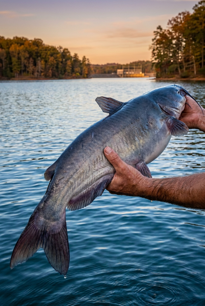 Blue Catfish fishing on Lake Keowee, South Carolina