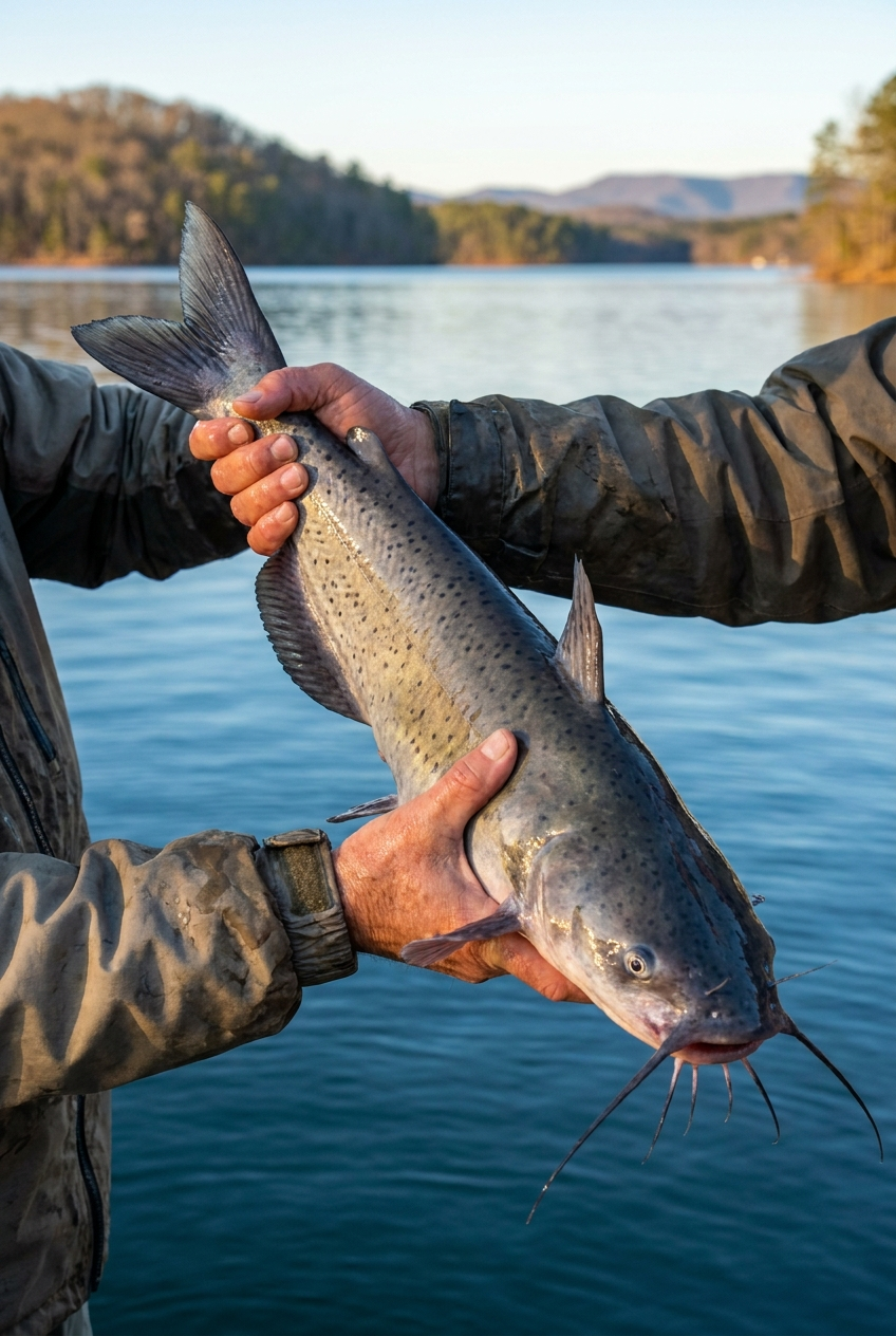 Channel Catfish fishing on Lake Keowee, South Carolina
