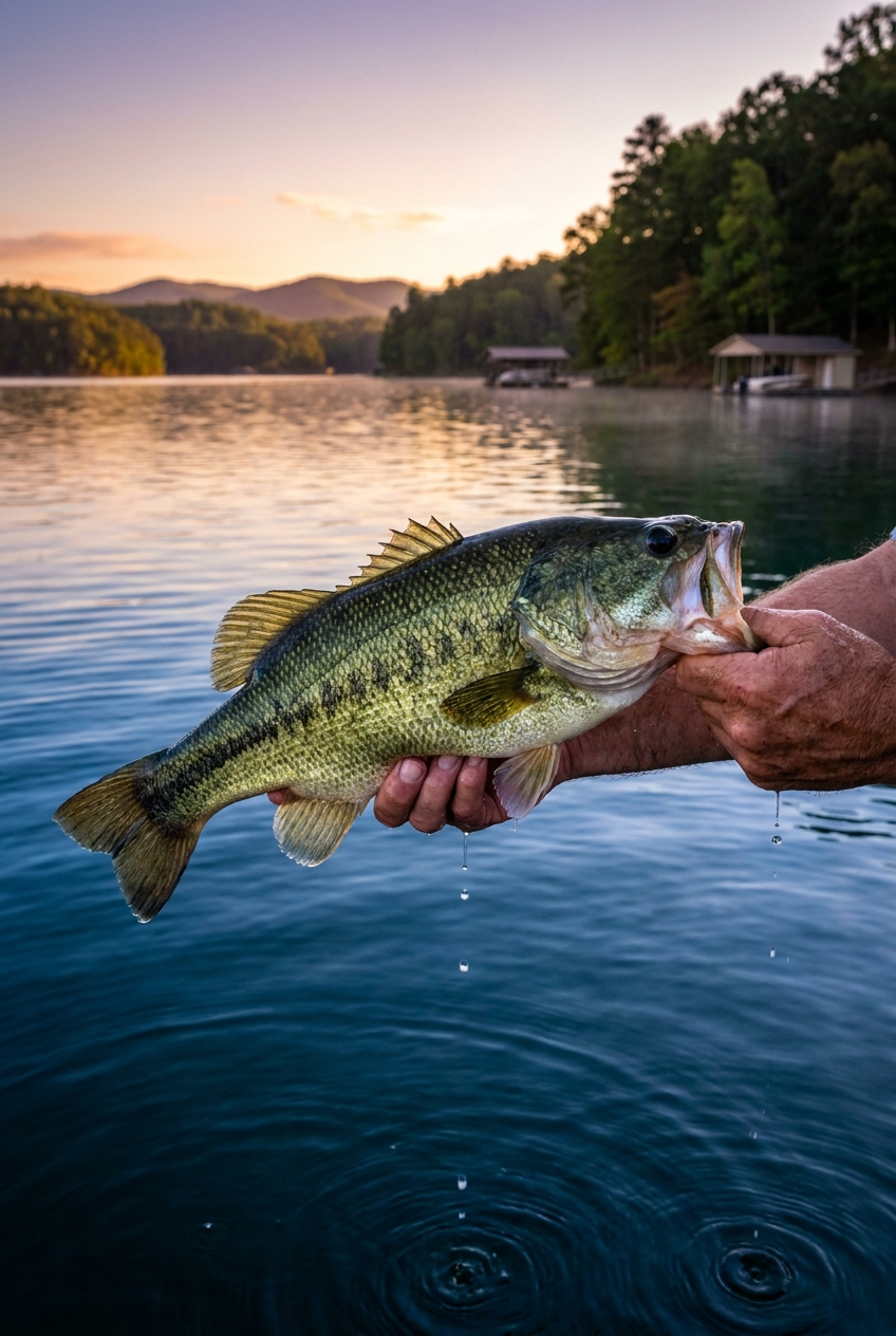 Largemouth Bass fishing on Lake Keowee, South Carolina