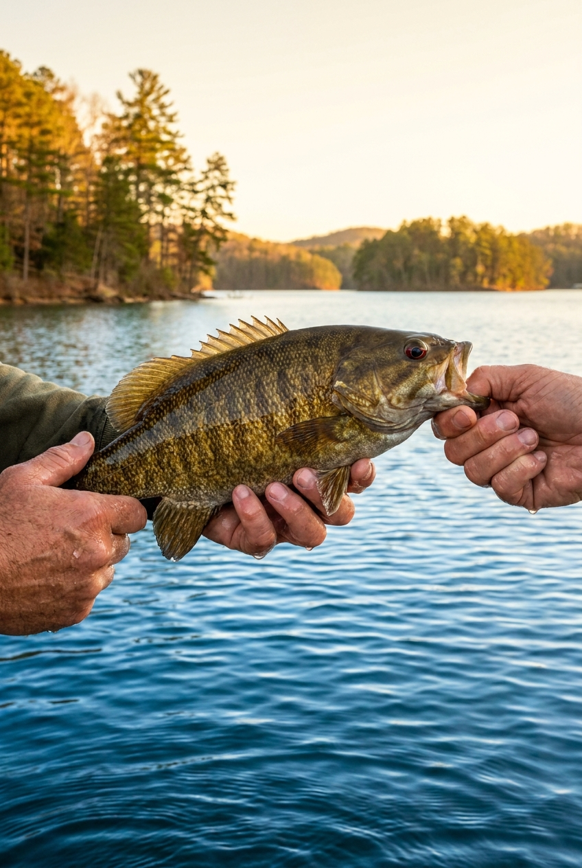 Smallmouth Bass fishing on Lake Keowee, South Carolina