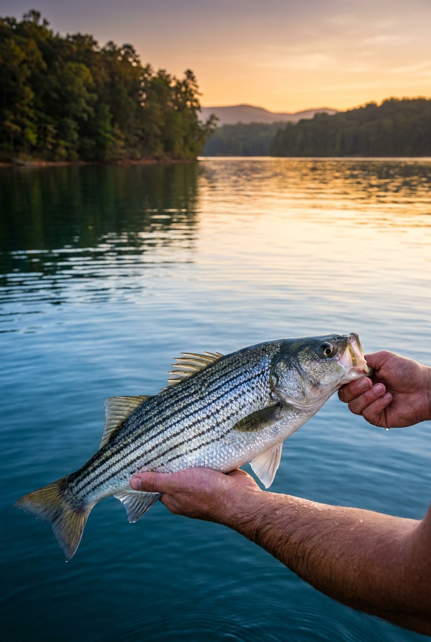 Striped Bass fishing on Lake Keowee, South Carolina